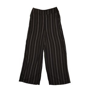 BILLABONG NEW‎ $46 Black Stripe Wide Leg Ankle Cut Through Pant Small